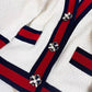 Gucci 40 size classic red and blue edge white gem button cardigan