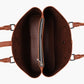 Brown multi-compartment shoulder bag