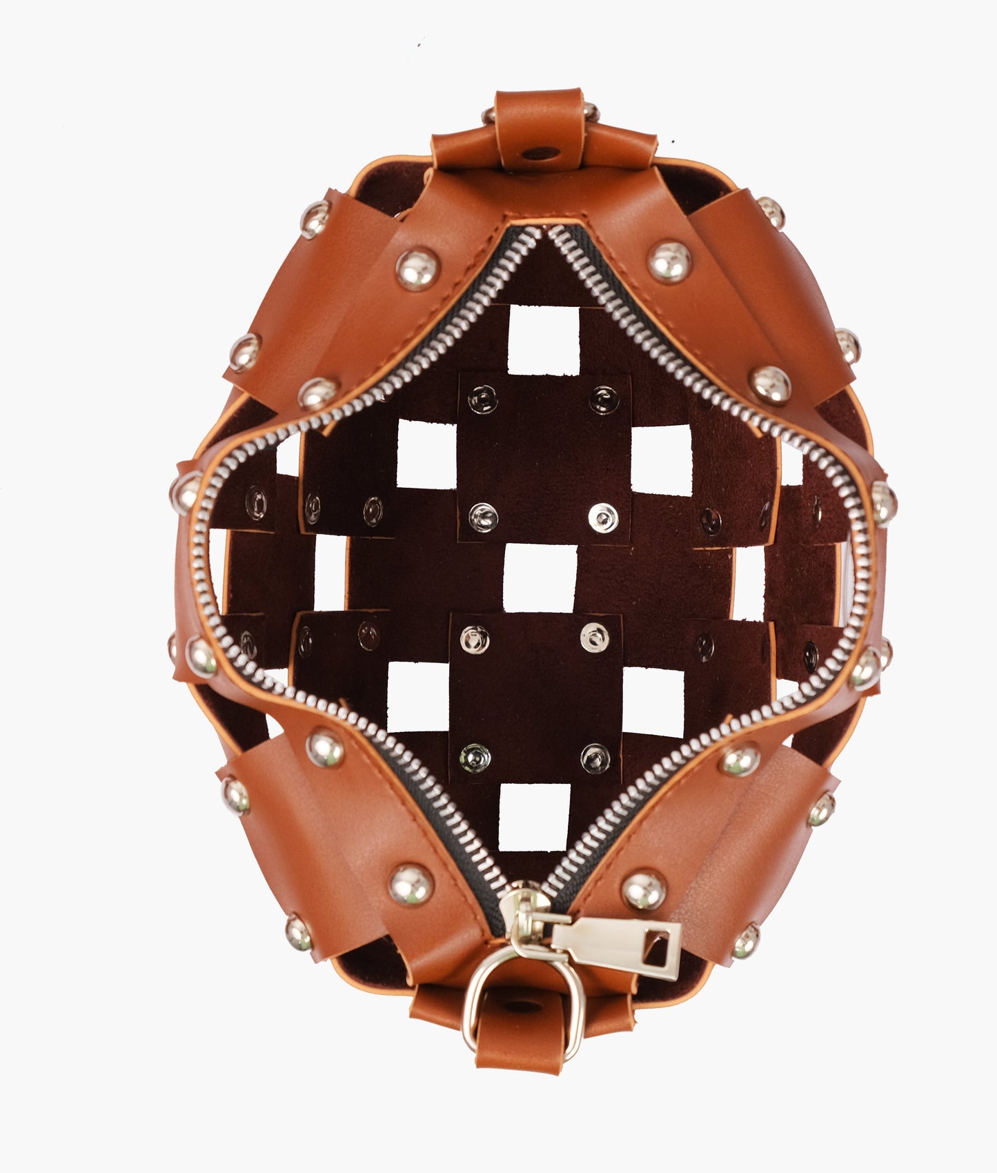 Brown rivet cross-body bag