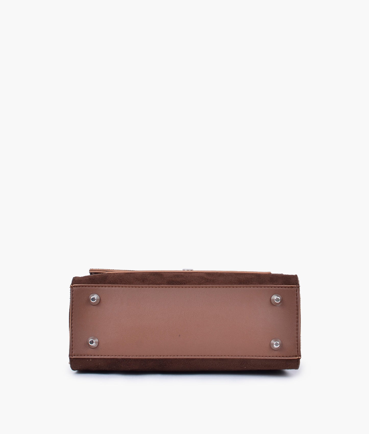 Brown suede push-lock messenger bag