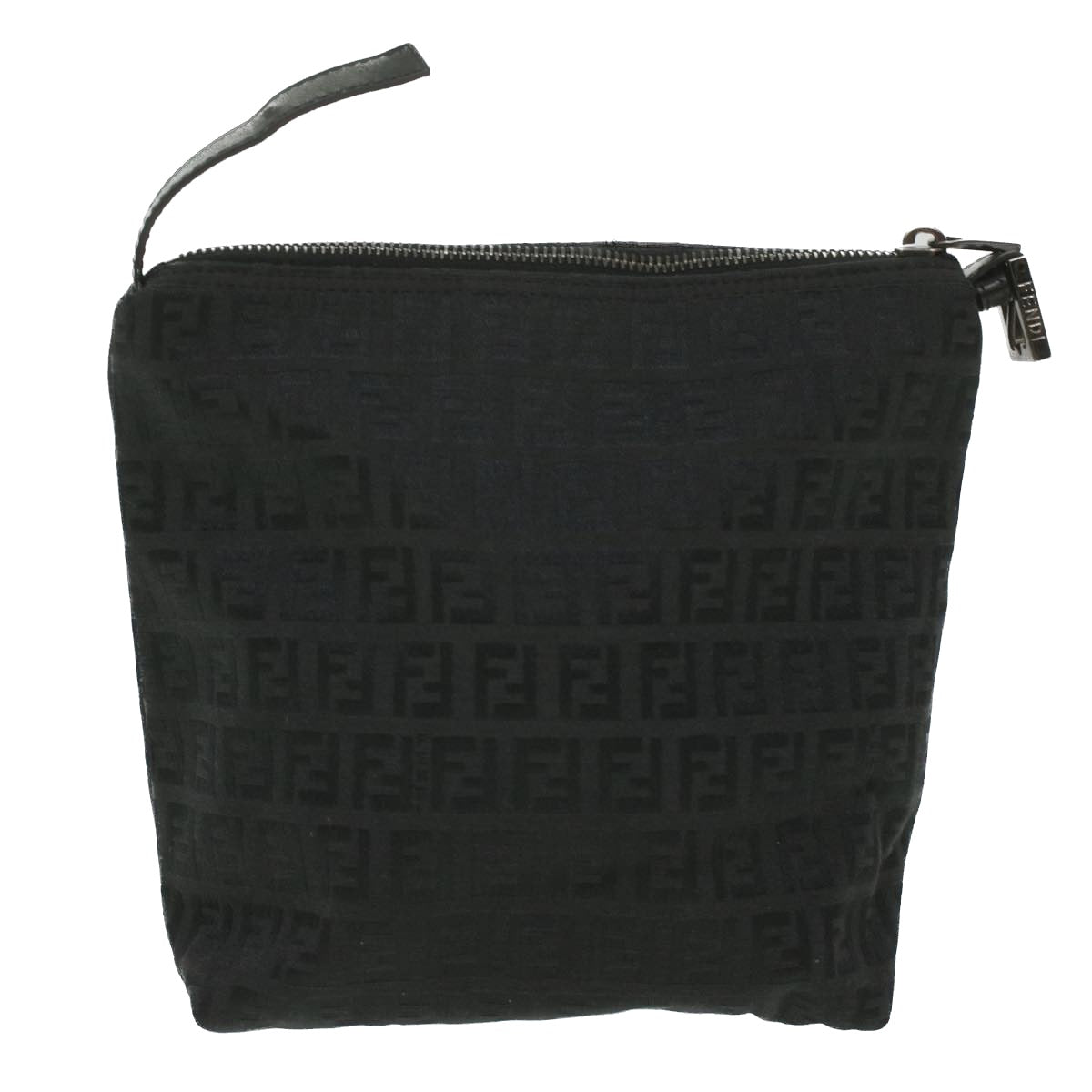 FENDI Zucchino Canvas Hand Bag Black Auth bs4045