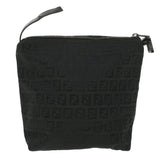 FENDI Zucchino Canvas Hand Bag Black Auth bs4045