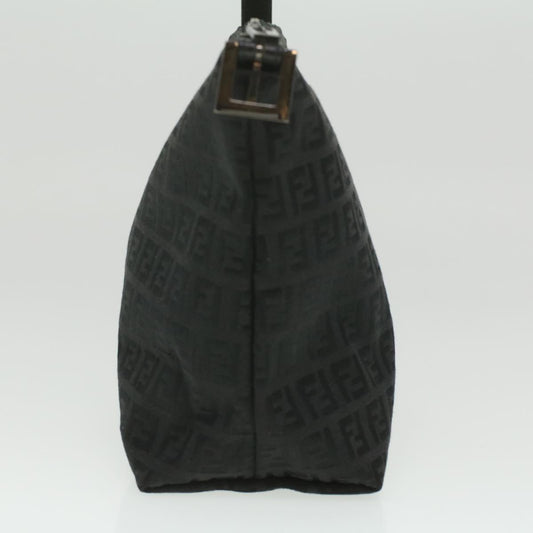 FENDI Zucchino Canvas Hand Bag Black Auth bs4045