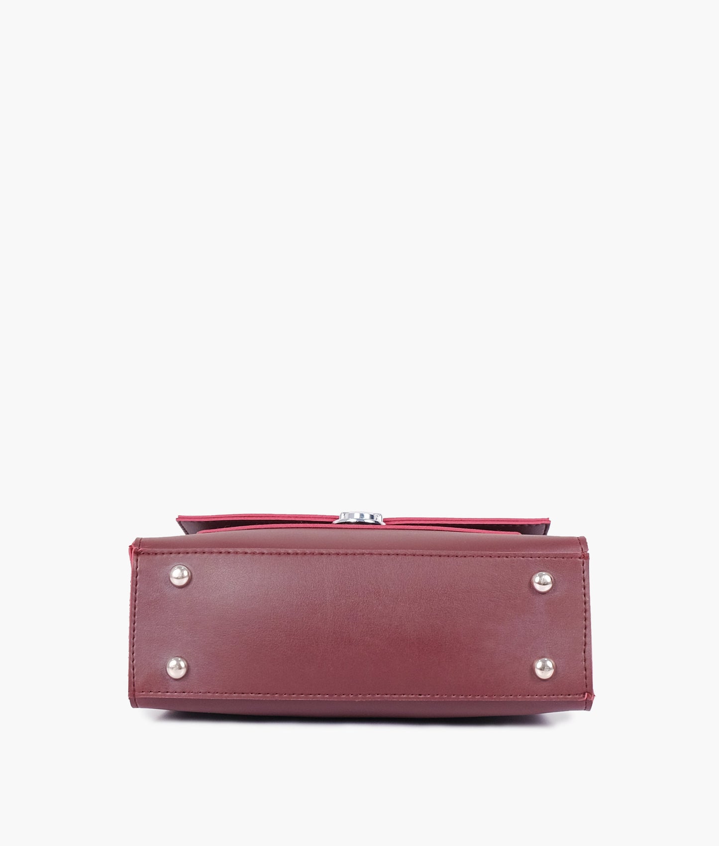 Burgundy push-lock messenger bag
