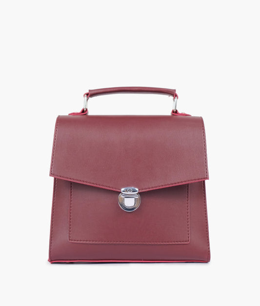 Burgundy push-lock messenger bag