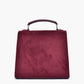 Burgundy suede push-lock messenger bag