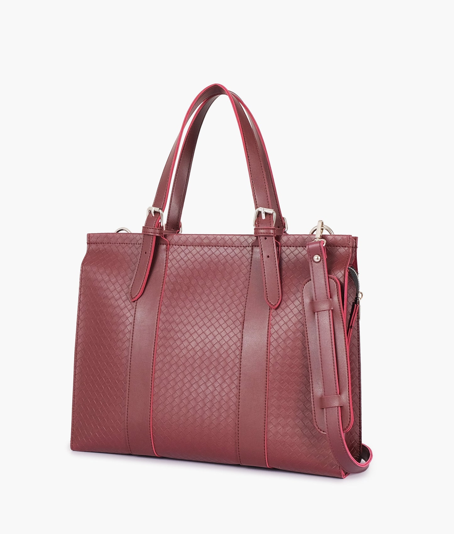Burgundy weaved laptop bag with sleeve