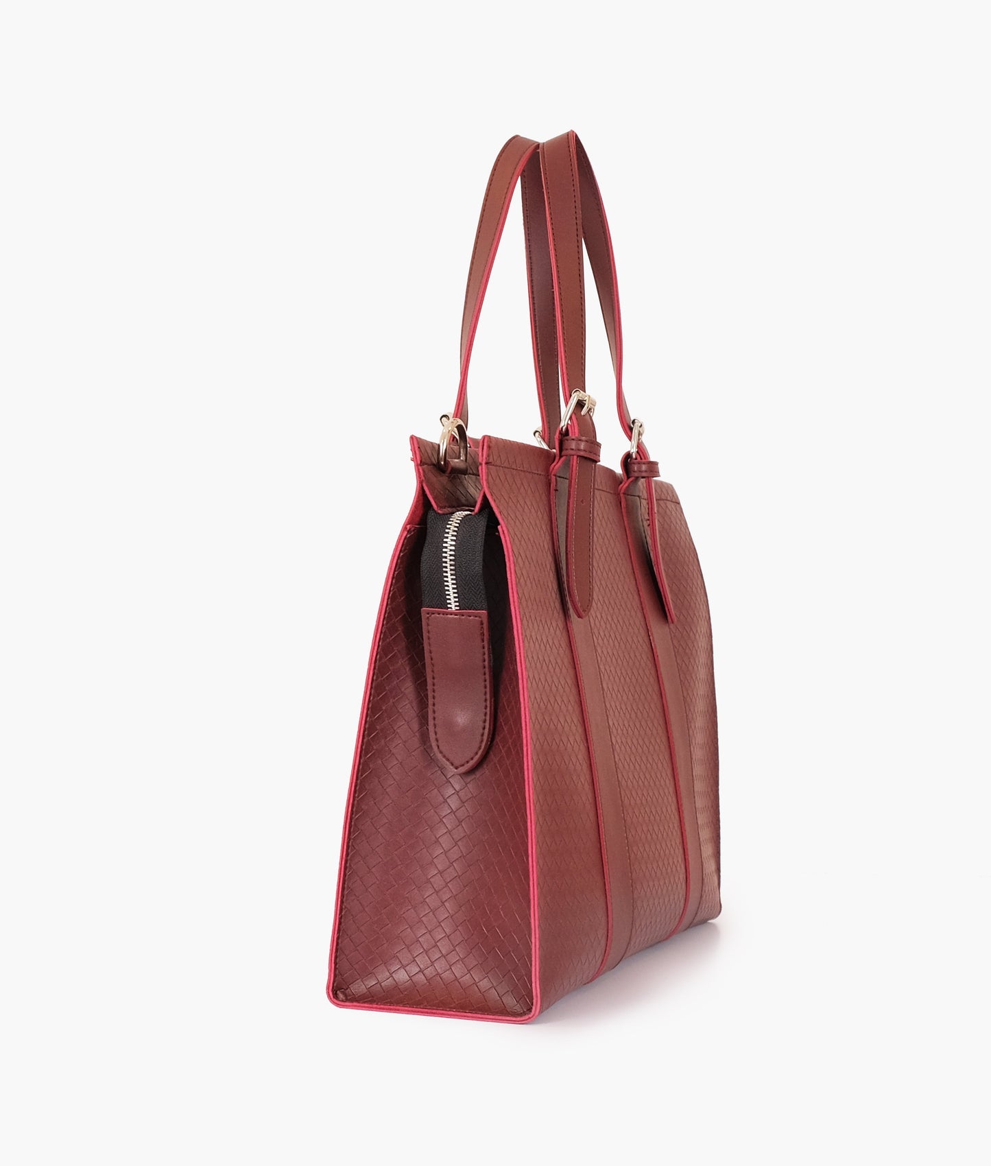 Burgundy weaved laptop bag with sleeve