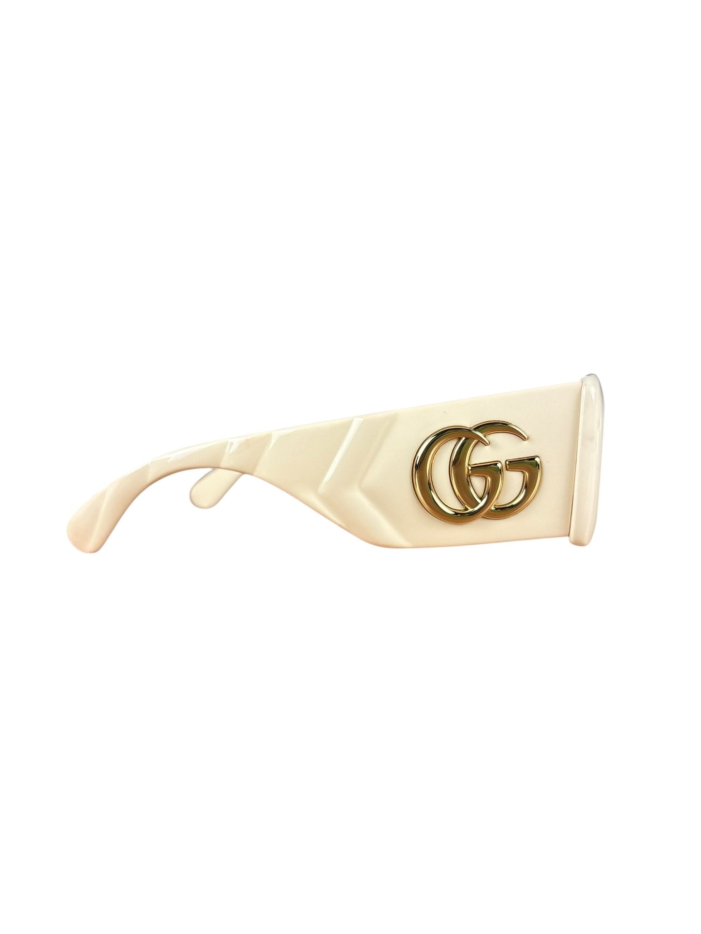 Gucci Large Frame Gold Logo Sunglasses