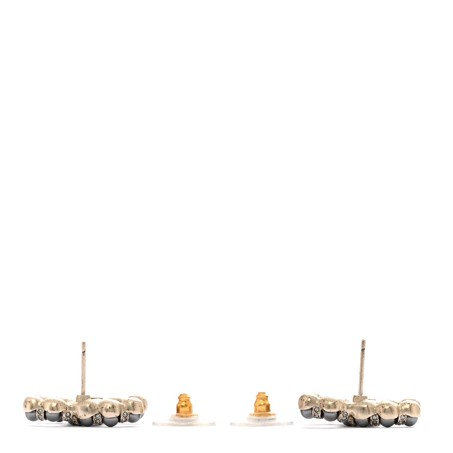 Amelia Pearl Crystal Nefertiti CC Earrings Silver Dark Grey