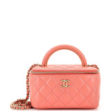 CHANEL Charming Handle Vanity Case with Chain Quilted Lambskin Small