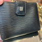 Fendi FF Black Ribbed Leather Compact Wallet