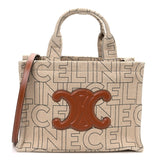 Celine Canvas Calfskin All Over Print Small Cabas Thais Natural Tan