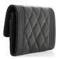 Amelia Caviar Quilted Boy Flap Card Holder Black