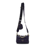 Prada Nappa Re-Nylon Triangle Quilted Patchwork System Flap Shoulder Bag Viola