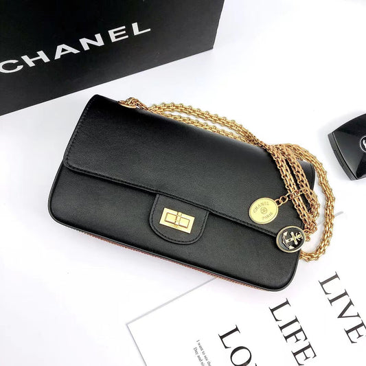 CHL - Maroon Medallion Nude Reissue 2.55 Classic 225 Flap Black Bag For Women 24cm/9.4in