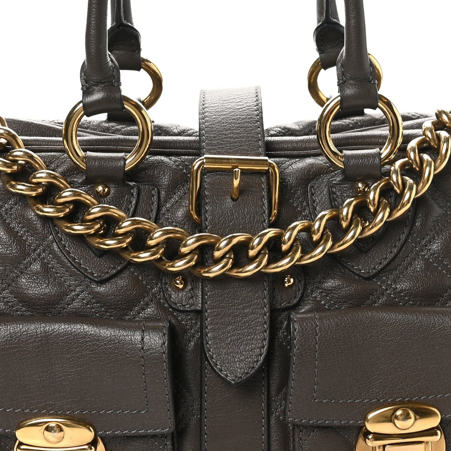 Marc Jacobs Calfskin Quilted Venetia Satchel Grey
