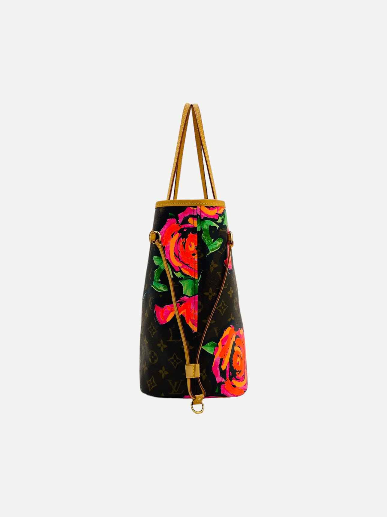 LOUIS VUITTON Roses Neverfull Brown w/ Pink Tote Bag