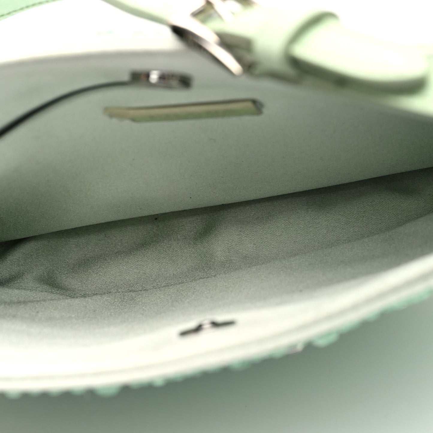 Prada Satin Crystal Cleo Adjustable Strap Shoulder Bag Acqua