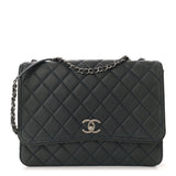 Amelia Caviar Quilted Flap With Chain Blue