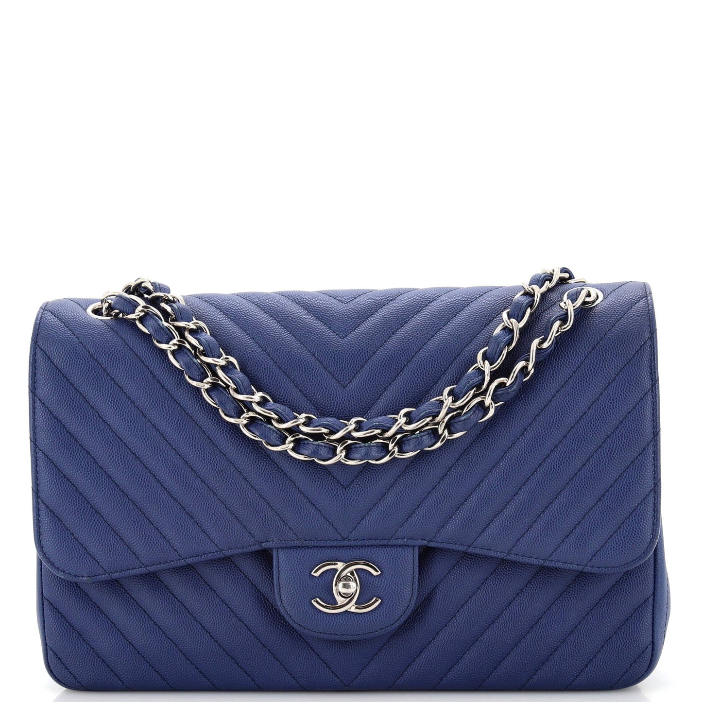 CHANEL Classic Double Flap Bag Chevron Caviar Jumbo