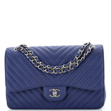 CHANEL Classic Double Flap Bag Chevron Caviar Jumbo