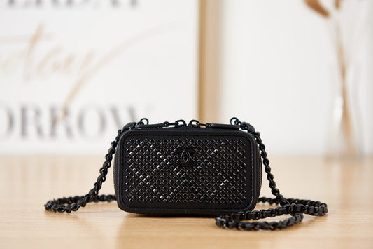 CHL -  Crystal Small Vanity with Chain Black Bag For Women 10cm/4in