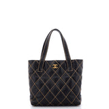 CHANEL Surpique Tote Quilted Leather Small