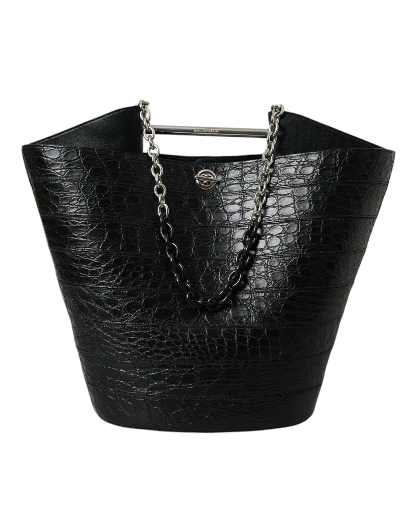 Blnciaga Elegant  Crocodile Leather Maxi Bucket Women's Bag