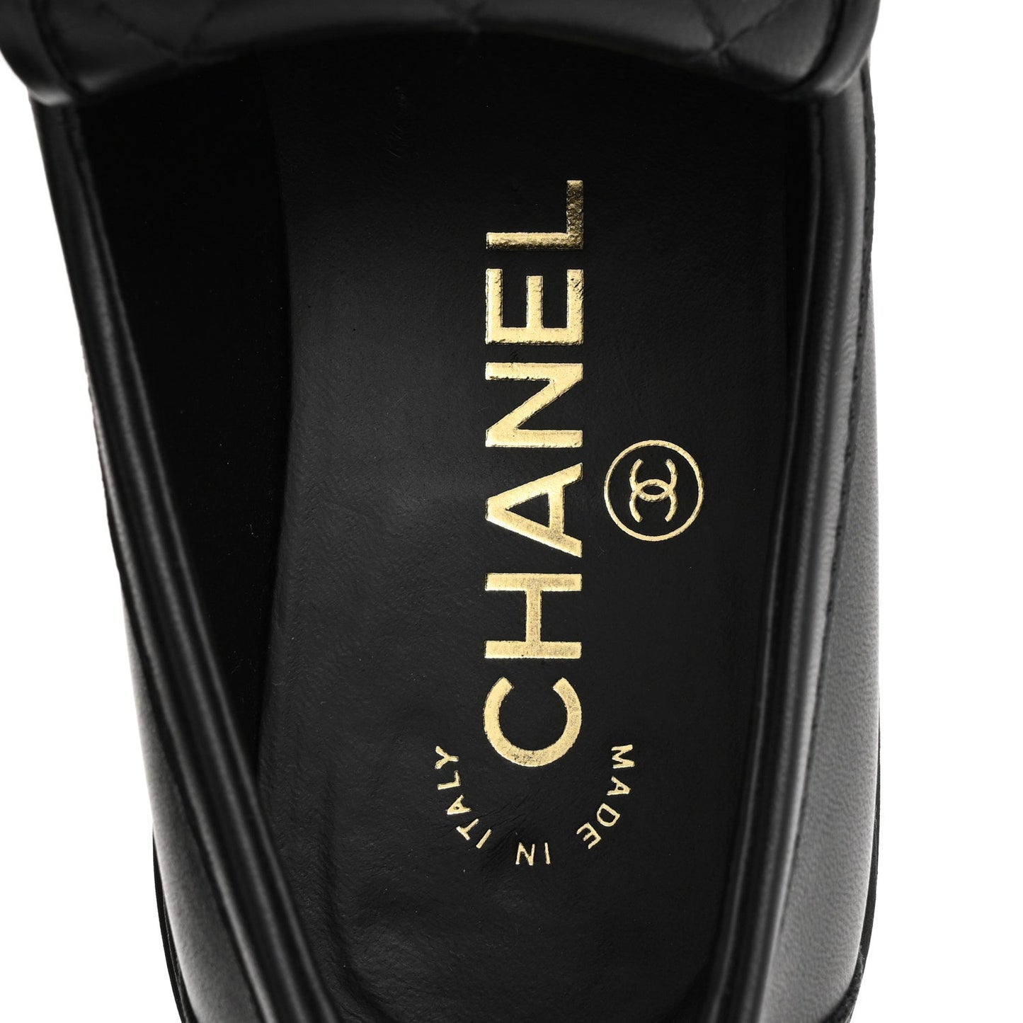 Amelia Lambskin Quilted CC TurnLock Loafers 36 Black