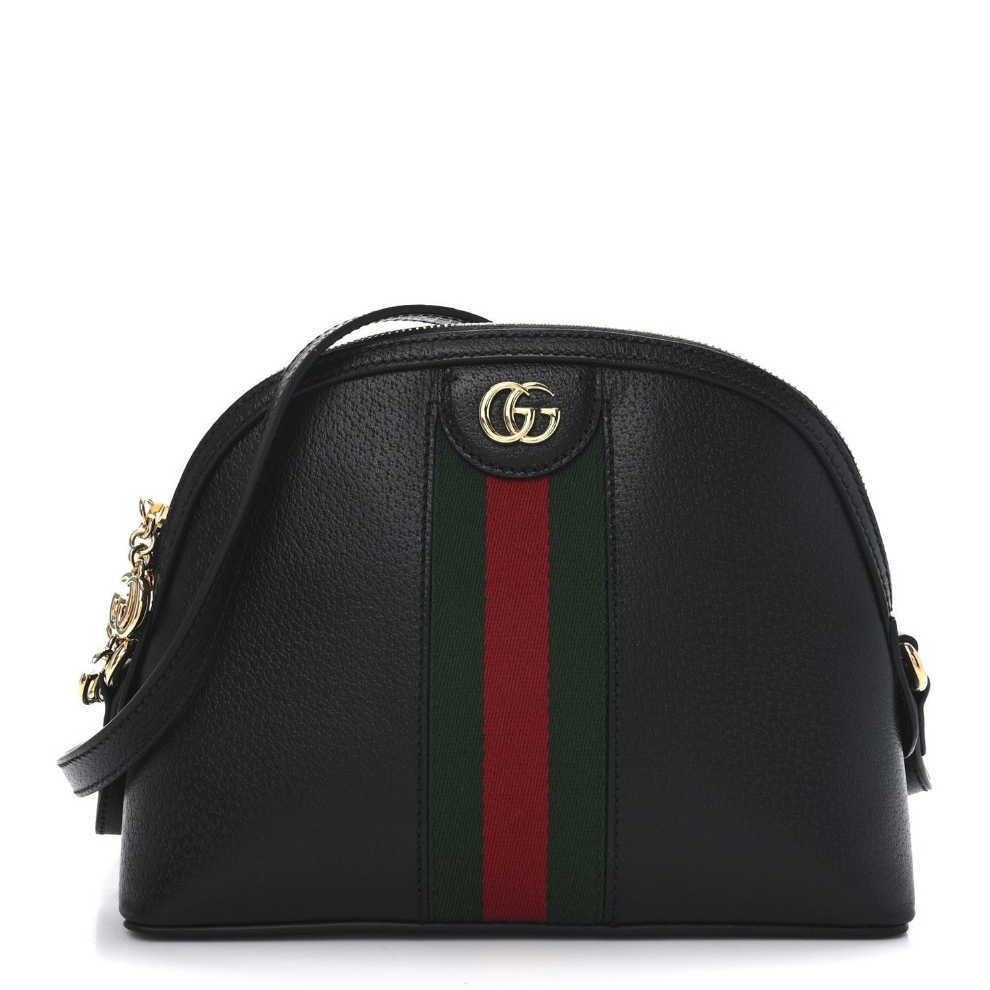 Amelia Calfskin GG Web Small Ophidia Dome Shoulder Bag Black