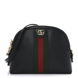 Amelia Calfskin GG Web Small Ophidia Dome Shoulder Bag Black