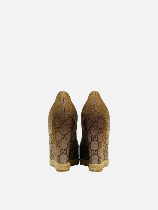 GUCCI Metallic Gold GG Size EU 40.5 Wedges