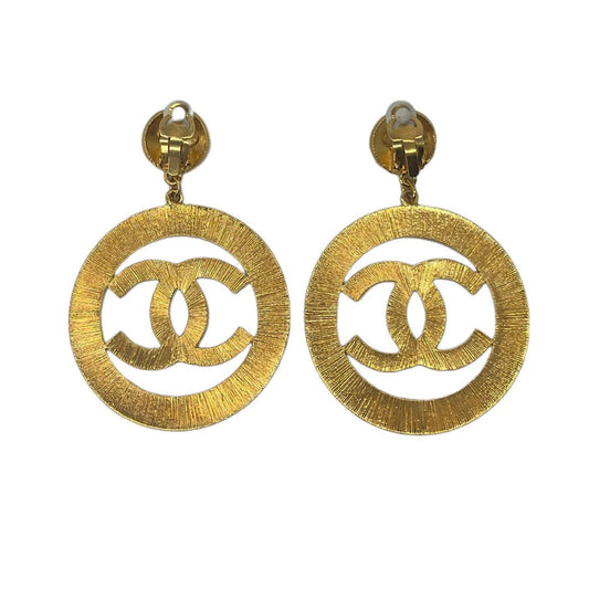 Chanel   Textured CC Drop Earrings
