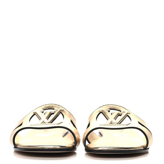 Louis Vuitton Metallic Calfskin LV Isola Flat Sandals Gold