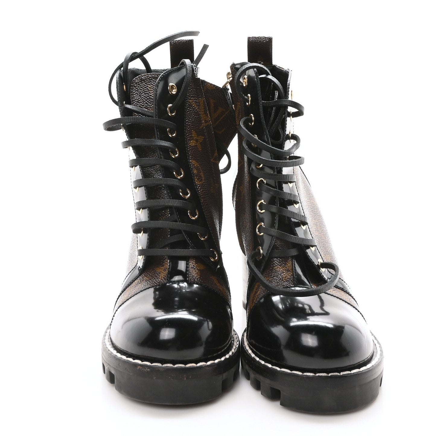 Louis Vuitton Patent Calfskin Monogram Star Trail Ankle Boots Black