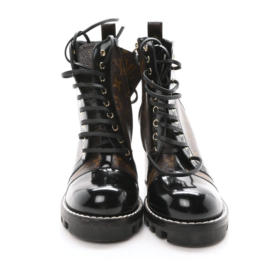 Louis Vuitton Patent Calfskin Monogram Star Trail Ankle Boots Black