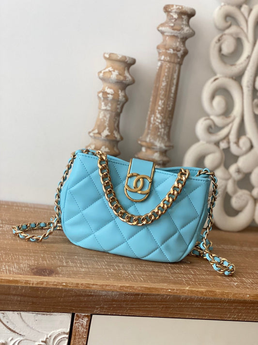 CHL - Small Hobo Bag Gold Hardware Blue For Women Handbags, Shoulder Bags 7.5in/19cm