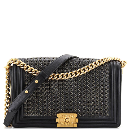 CHANEL Boy Flap Bag Braided Sheepskin New Medium