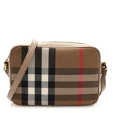 Amelia Calfskin Ho    Check Medium Camera Bag Chestnut Beige