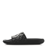 Louis Vuitton Rubber Embossed Monogram Mens Waterfront Mules Black