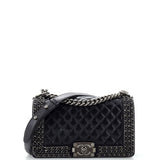 CHANEL Chained Boy Flap Bag Quilted Glazed Calfskin Old Medium