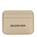Balenciaga Grained Calfskin Logo Cash Rounded Card Holder Gold Black