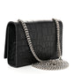 Saint Laurent Calfskin Crocodile Embossed Small Classic Monogram Kate Tassel Satchel Black