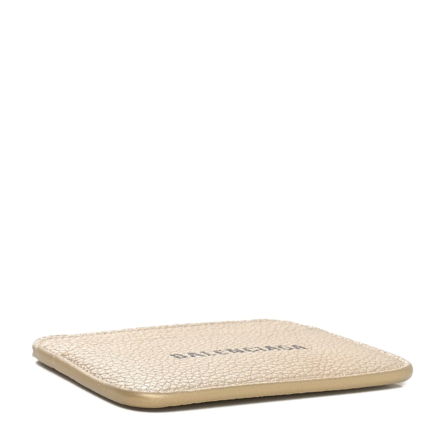 Balenciaga Grained Calfskin Logo Cash Rounded Card Holder Gold Black