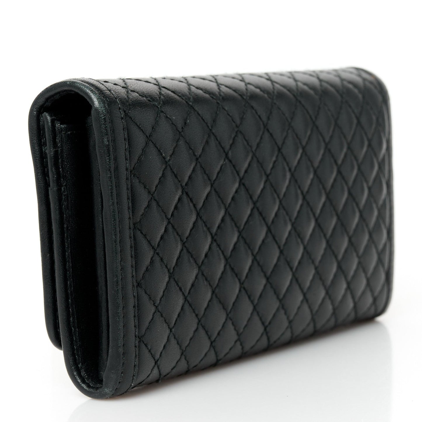 Prada Soft Calfskin Quilted Continental Flap Wallet Black