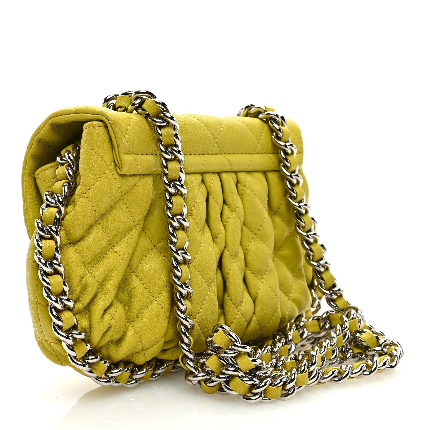 Amelia Washed Lambskin Quilted Mini Chain Around Flap Yellow