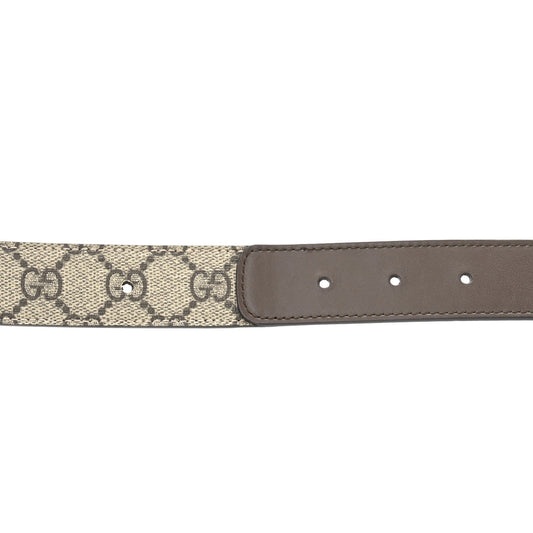 Amelia GG Supreme Monogram Matte Plutone Calfskin Double G 30mm Belt 80 32 Beige Ebony New Acero