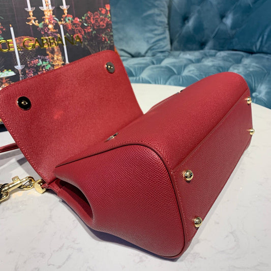 DG Small Sicily Bag In Dauphine Red For Women 7.5in/19AmeliaDG