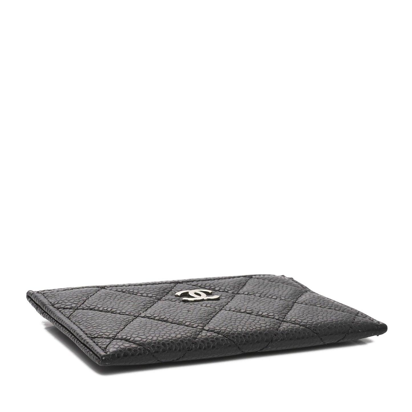 Amelia Caviar Quilted Card Holder Black